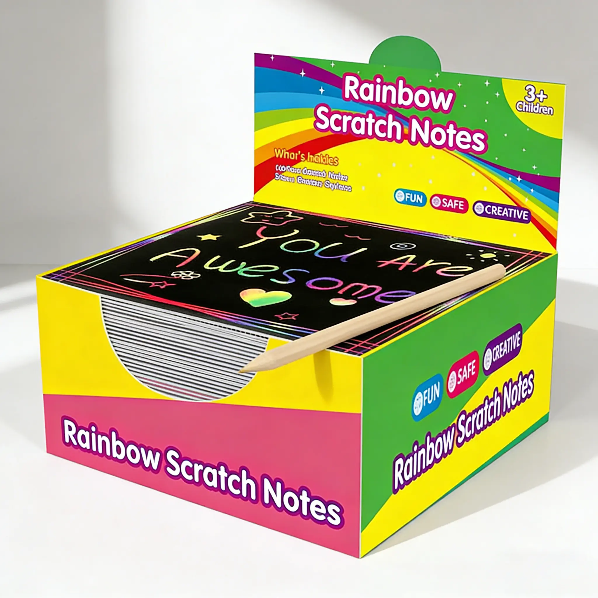 Rainbow Reflective Black Coated Mini Paper Set (8.5cm*8.5cm, 1 set) - Aged 3 and Up, for Art Classes, Daycare, Perfect Gift for Birthdays