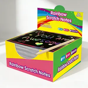Rainbow Paper（8.5cm*8.5cm） Colorful ReflectivePaper Mini Notes Artistic Drawing Set with Black Coating Reveals Colorful Pattern