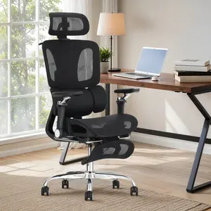 EROMMY Ergonomic Big and Tall Mesh Office Chair - 3-Zone Dynamic Lumbar Support, 4D Headrest, 6D Armrests, Adjustable Seat Depth, Swivel Executive Chair with Footrest for Home Office