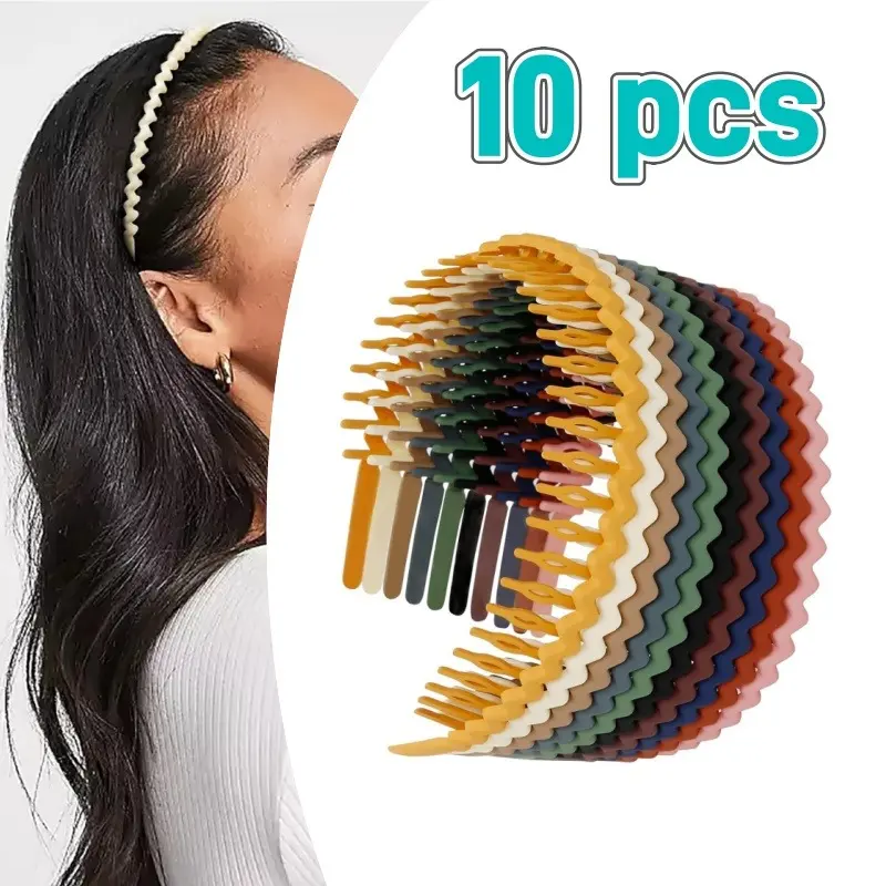 Women's Non-slip Plastic Toothed Comb Headband (Combheadband, No Slip Headbands) - 8/10 Pcs, 12.5 cm Diameter, Fashion Accessory, Daily Wear Hairstyle Tool for Face Wash