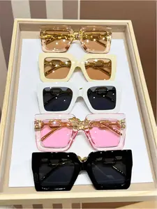 Women's Fashion Glasses Set, Sweet Style Trendy Design, Versatile Chain Detail, Perfect for Daily Outdoors Wear