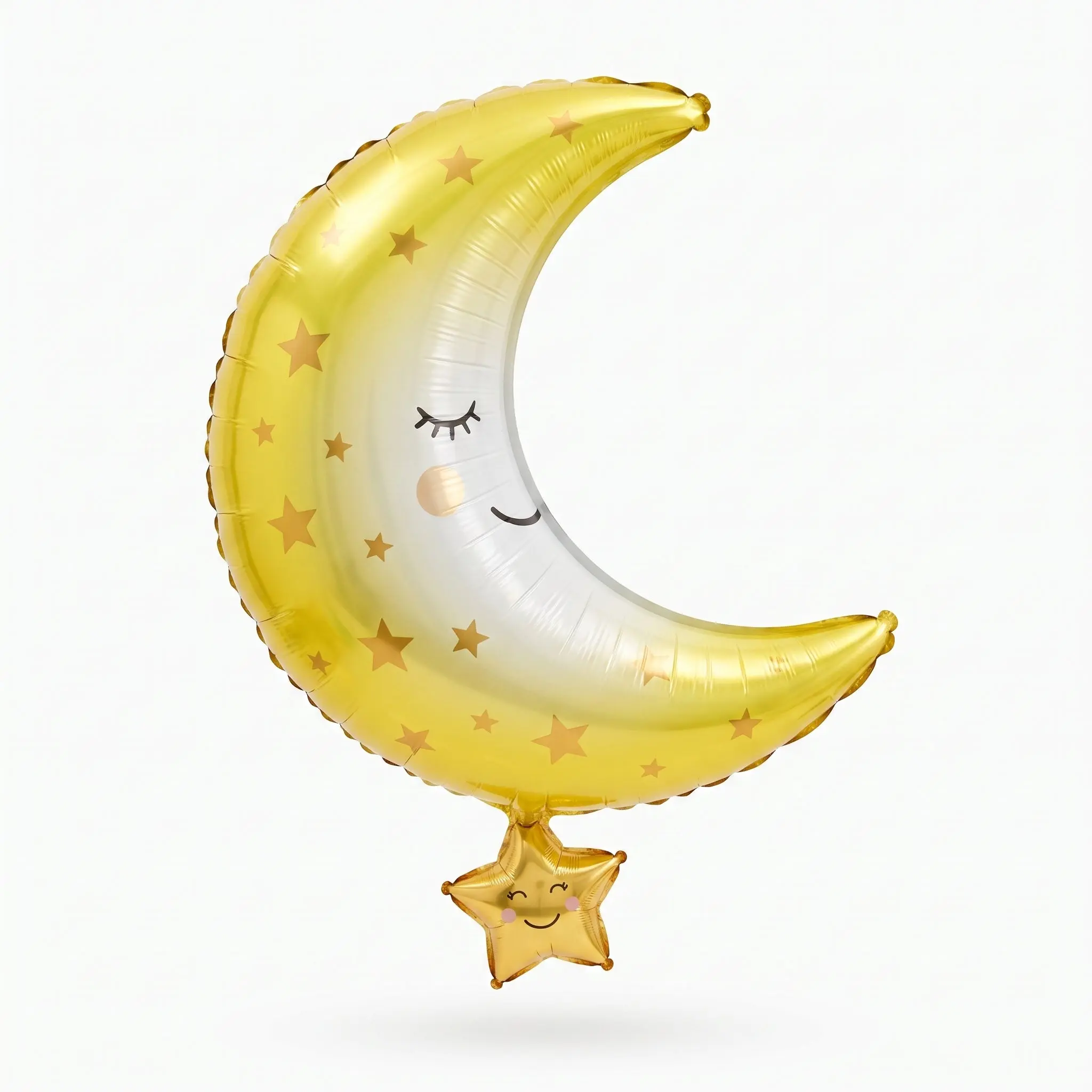 Crescent Moon and Star Metallic Foil Balloon