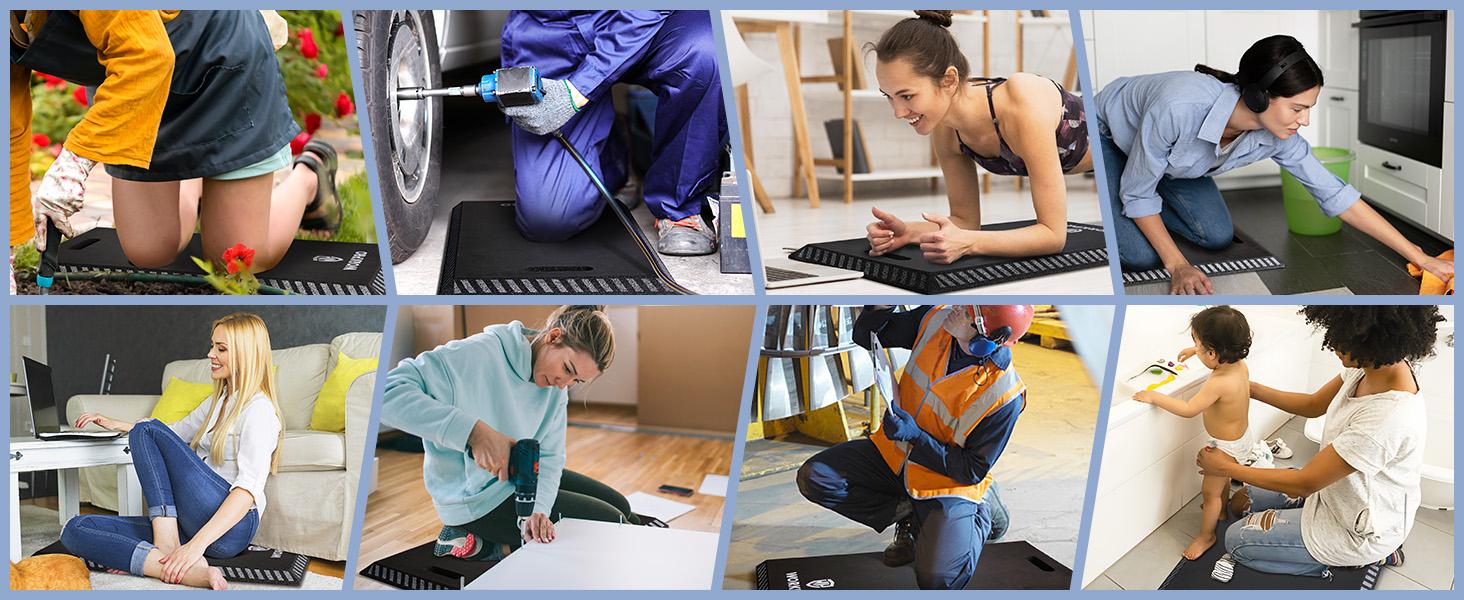 #SpringGlowUp WORKPRO Extra Thick Kneeling Pad, Soft Foam Knee Cushioning, Extra Large Foam Kneeler Mat for Auto-Repair, Gardening, Workout Supplies, 28 x 16 x 1.2in, Black