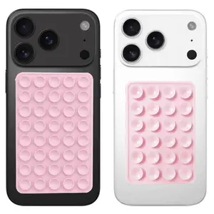 2 Pack Silicone Suction Cup Phone Case Mount Sticky Grip Double Sided Holder Hands-Free for iPhone 17 Pro Max Android Selfies Videos Smartphone Stand