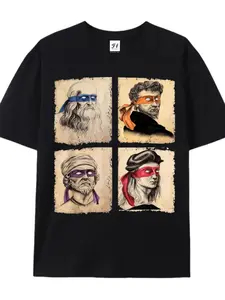 Graphic Tee, Classic, Mens Casual Short Sleeve T-Shirt Featuring Italian Artists and Teenage Mutant Ninja Turtles Artwork Regular Fit Round Neck Tee for Art Enthusiasts and Ninja Turtle Fans