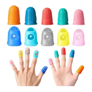 20 Pieces Rubber Finger Tips Guard 5 Sizes Silicone Thimble Finger Pads Grips Assorted Colors Finger Protector Covers for Sorting Task Embroidery Paperwork Carving, XS/S/M/L/XL (Blue)