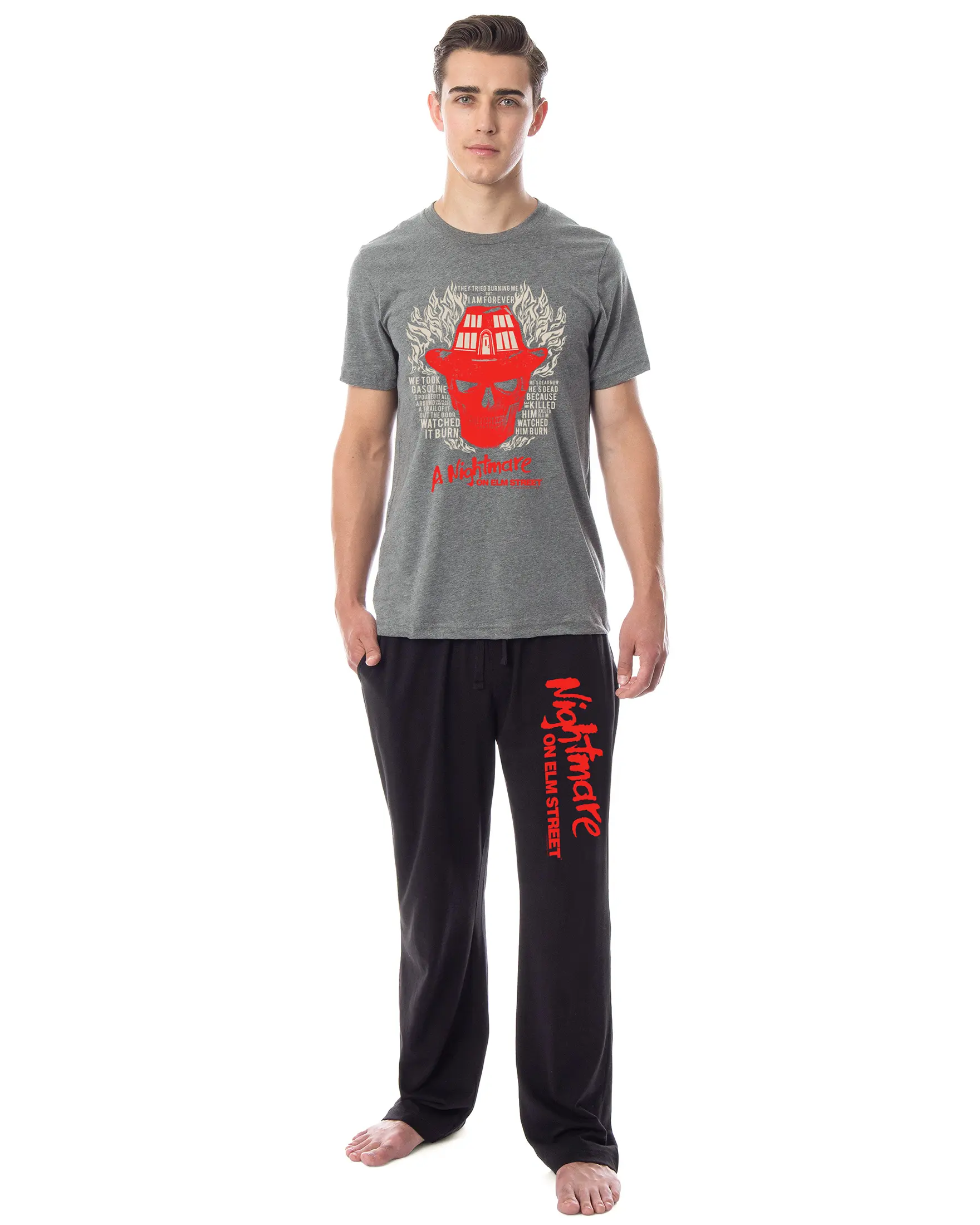 Nightmare On Elm Street Mens' Freddy Krueger Fire Film Sleep Pajama Set
