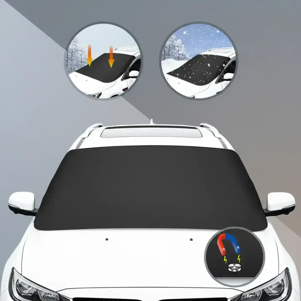 Winter Car Windshield Snow Cover, Magnetic Summer Car Windshield Sun Shade, Car Exterior Accessories for Winter & Summer, Suitable for Most Cars, Car Sun Shades Outside Car, Automotive Glass Sunshade, Car Sunshades For Windshield, Windscreen Shade Cover