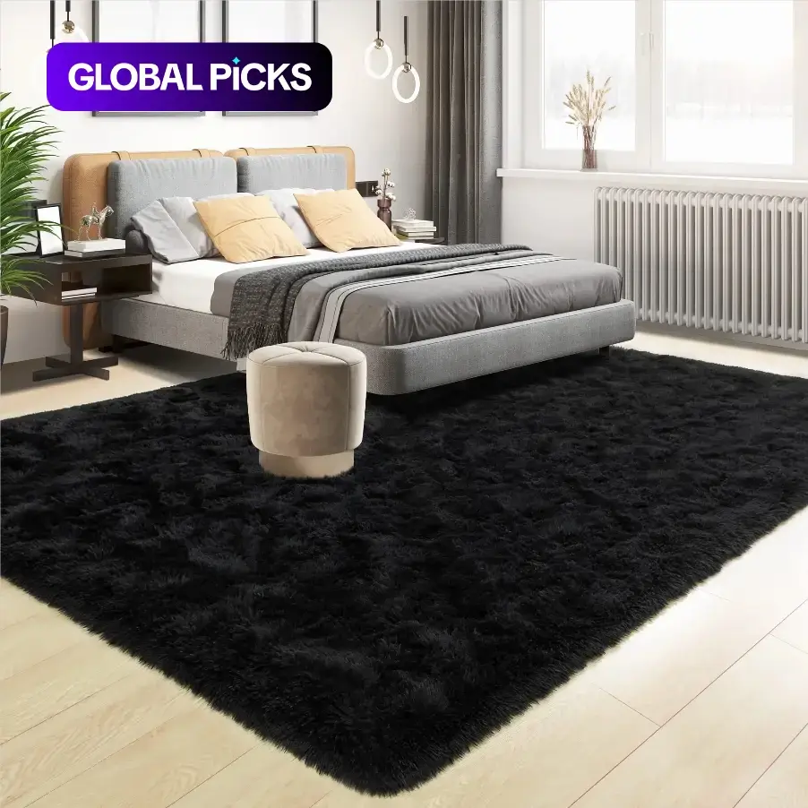 Solid Color Fuzzy Rug, 1-Count Rectangular Non-Slip Soft Shag Area Rug, Warm Floor Mat for Living Room and Bedroom Decor #GLOBAL PICKS