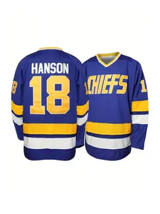 New men's ice hockey uniform, men's letter and number 18 ice hockey sport shirt, team training uniform, competition long-sleeved T-shirt, Athletic Sports Clothing, Athletic Apparel