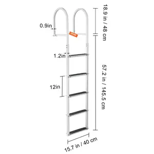 VEVOR Dock Ladder, Removable 5 Steps, 500 lbs Load Capacity, Aluminum Alloy Pontoon Boat Ladder with 3.1'' Wide Step & Nonslip Rubber Mat, Easy to Install for Ship/Lake/Pool/Marine Boarding