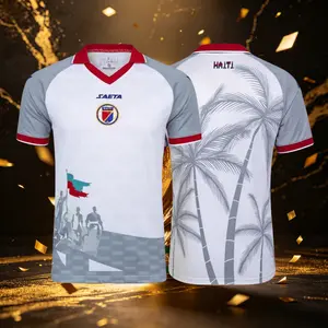 2026 Haiti Home And Away Blue White And Red Short Sleeve Soccer Jersey Fans Version