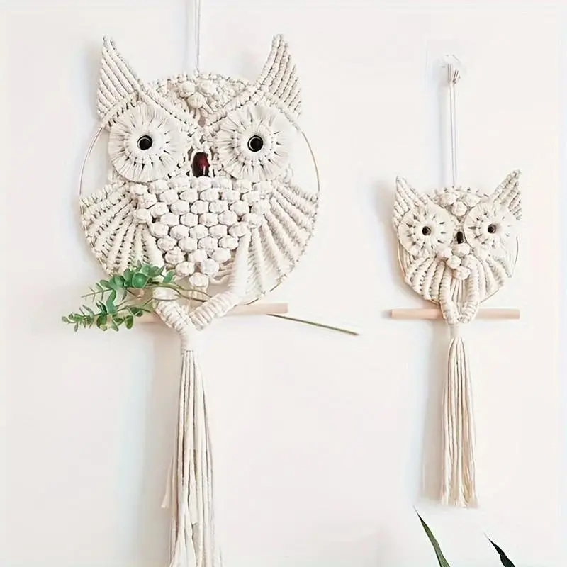 Hand-woven Owl Wall Hanging Bohemian Style Rope Rug