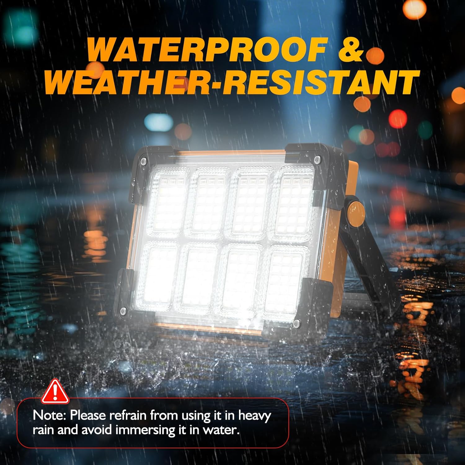 120W Solar Portable Flood Light, 144 LEDs IP66 Waterproof Work Light with Stand, 4 Modes for Construction Camping Fishing Car Repair