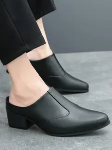 Men's Casual Solid Color Slip-on Mules, Fashionable Breathable Comfortable Shoes for Daily Wear, Lightweight Breathable Shoes for All Seasons, Boy, Walking Shoes