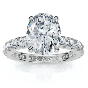 Certified 2Ct Oval Diamond Engagement Eternity Ring 14k Gold or Pt Lab Grown