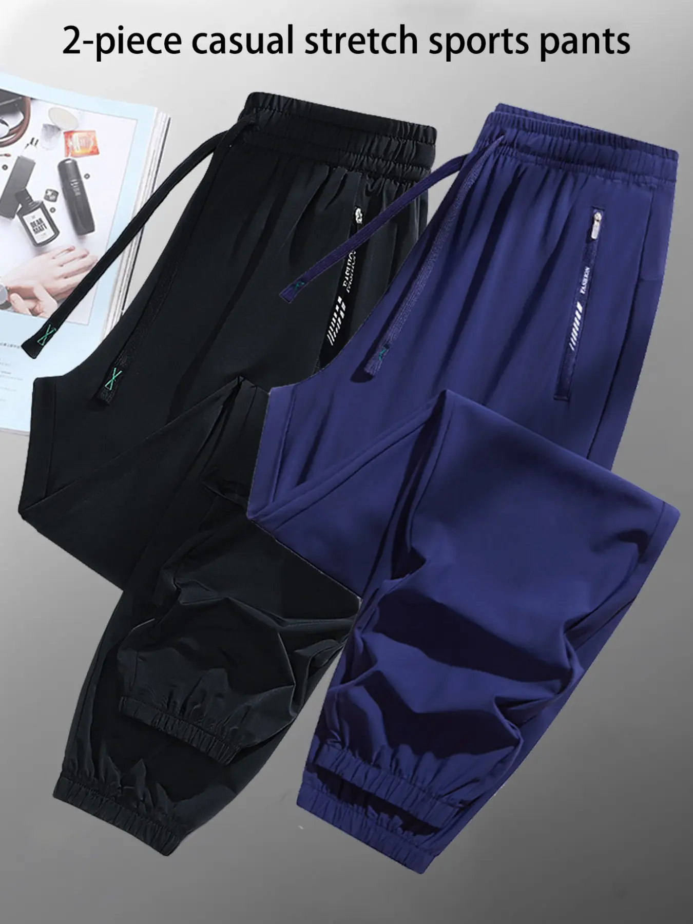 DLGK Women's Summer Sporty Activewear Long Pants, Slim Fit Elastic Waist Drawstring Ankle-Length Trousers, Comfortable Lightweight Fashion Casual Wear