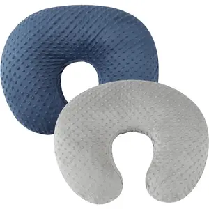 Nursing Pillow Cover Set 2 Pack Nursing Pillow Slipcovers, Ultra Soft Compatible with Boppy Pillow,Standard Pillow for Baby Boy Girl Grey Navy