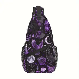 A Versatile Crossbody Chest Bag Suitable for Hiking, Featuring a Gothic Witchcraft Design.This Durable Shoulder Bag Has a Large Capacity And Is Perfect for Shopping, Leisure Travel, Beach Outings, Fishing
