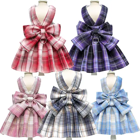 Red Plaid Dog & Cat Vest Set with Traction Rope - Cute and Comfortable, Breathable Fabric, All Sizes Including 2XL, Everyday Wear for Rabbits (AL-656281331457)