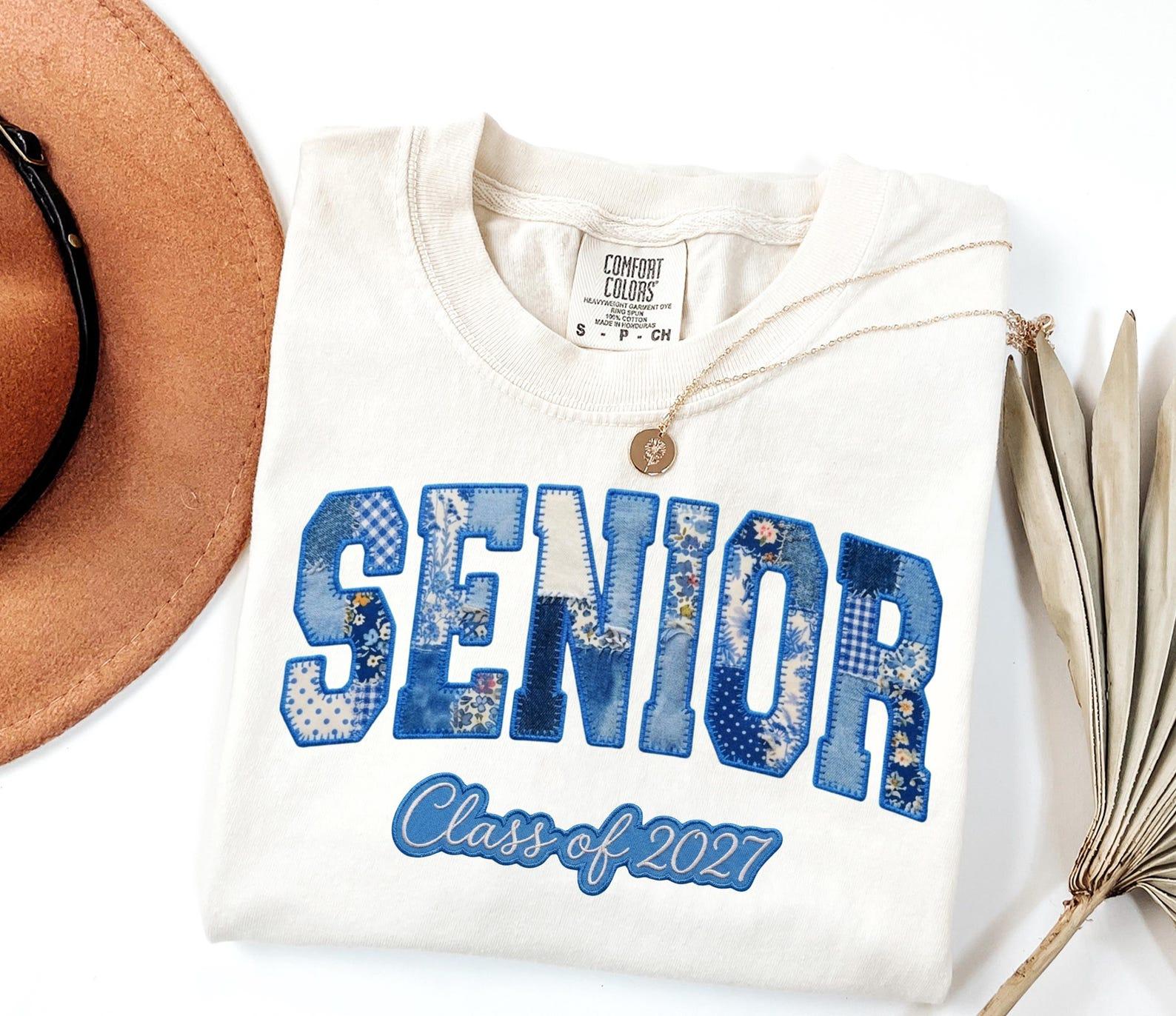 Floral Senior Class Of 2027 Comfort Colors T-Shirt, Graduation Gift Tee, High School Graduation Gift, End of School Shirt, Senior 2027 Tee, High School Senior, Full Size, Full Color