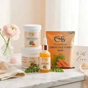 Charmabens Carrot Skincare Set – Soap + Face Cream + Body Cream + Serum | Complete Hydrating Routine Kit