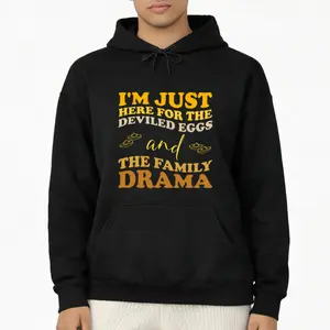 Cozy Long Sleeve Hoodie with Funny 'Deviled Eggs' Slogan