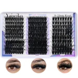 Lash Clusters 14-24mm Wispy Cluster Eyelash Extensions DIY Lash Extension Thick Volume False Individual Lashes by Yaiseiko (60D+80D+100D, 280pcs)