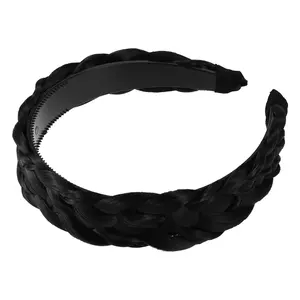 Unique Bargains Wig Braided Headbands, Synthetic Hair Headbands with Braid, Wig Braided Hairhoop, Braided Headband with Teeth for Women, 1.5" Wide