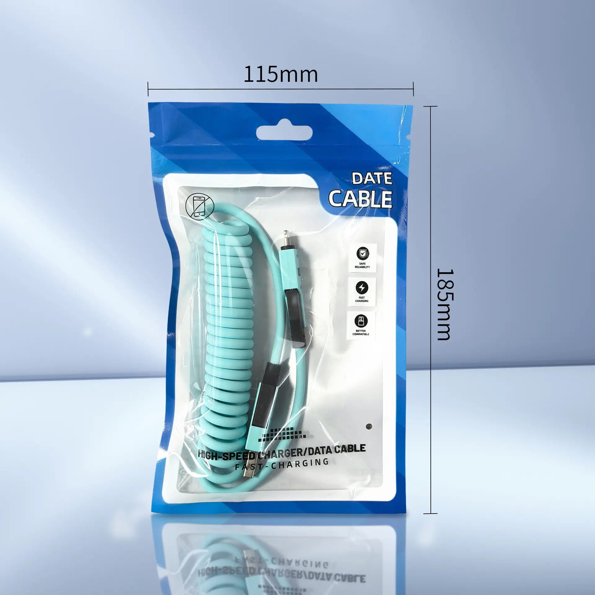 Blue 1.5m Spring Cable 100w Four-in-One