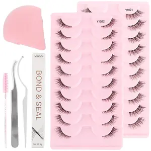 Half-eye False Eyelashes Blush Tweezers Kit, 1 Set Natural Eyelash Extensions, Self Grafting False Eyelashes, Diy Lash Kit