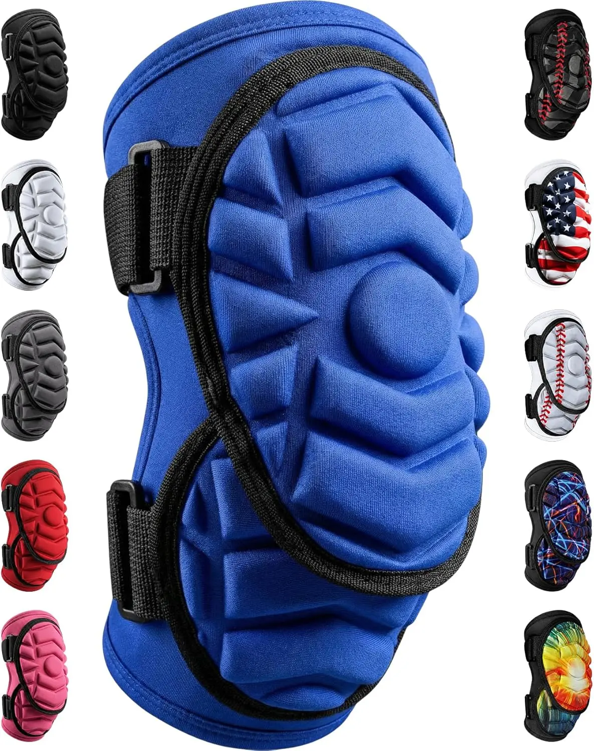 Exxact Sports Defender Plus Softball Elbow Guard - Adjustable Velcro Sleeve, Polyester-EVA Foam Unisex Sports Arm Guard for Youth Batters (Royal Blue), Sports Arm Sleeve