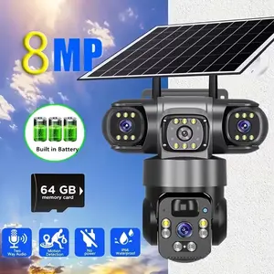 4K HD Solar-Powered Wireless Outdoor Security Camera, 2.4GHz WiFi PTZ Camera, 355° Panoramic Home Security System with Color Night Vision, Spotlight Alarm, PIR Sensor, Auto Tracking, Two-Way Audio, PTZ Camera, Controlled Via Home Security App