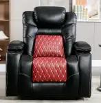 Electric Power Recliner Chair | Adjustable Headrest + USB Ports + Cup Holders + Hidden Storage (Black/Red) Electric Power Recliner Chair | Adjustable Headrest + USB Ports + Cup Holders + Hidden Storage (Black/Red)