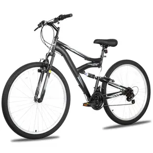 hykolity Mountain Bike, 27.5" Wheel, 18 Speed MTB Bicycle with Dual Suspension, Adjustable Saddle for Men Women Outdoor Cycling Matte Black