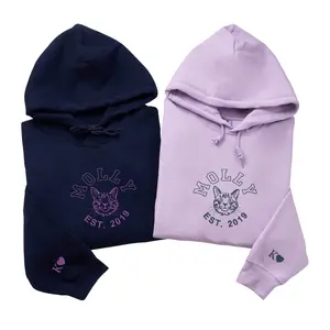 Custom Embroidered Cat Mom Sweatshirt with Pet Face – Personalized Gift for Cat Lovers, Mom, Dad or New Pet, Pet Memorial Hoodie