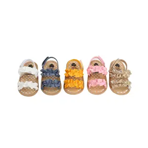 Baby Girls Summer Sandals, Anti-Slip Soft Sole Ruffle Flat Shoes Toddler First Walker