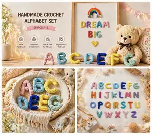 Hand-crocheted 26 English letters, a small gift that can be freely combined(Color random)