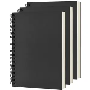 Blank Spiral Notebook, 3-Pack, Soft Cover, Sketch Book, 100 Pages / 50 Sheets