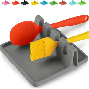 Kitchen Spoon Rest for Multiple Utensils High Heat-Resistant Silicone Drip Pad, BPA-Free Spoon Holder for Stove Top, Kitchen Gadget Holder for Ladles, Tongs, Cooking Spatula - Makes Great Gift