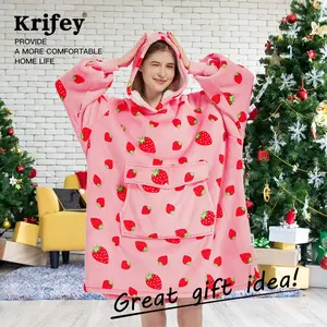 Krifey Wearable Blanket Hoodie Print Collection, Oversized Sherpa Hoodie, christmas gifts，Birthday holiday gifts for women, Cozy Sweatshirt with Large Pockets,hoodie