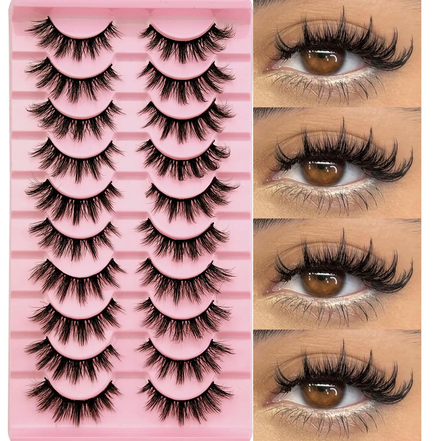 10 Pairs 3D Plush Mink False Eyelashes, Dense Curling Natural Look, Perfect for Parties, Role Play, Comics, Various Occasions Eyelashes Set