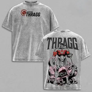 Thragg Washed Tee & Hoodie - Conquest Invincible, Thragg Invincible Viltrumite Warrior Anime Graphic Double Printed T-Shirt, Mark GraySonMenswear Heavy Cotton Unisex Oversize Streetwear Vintage Retro EAN