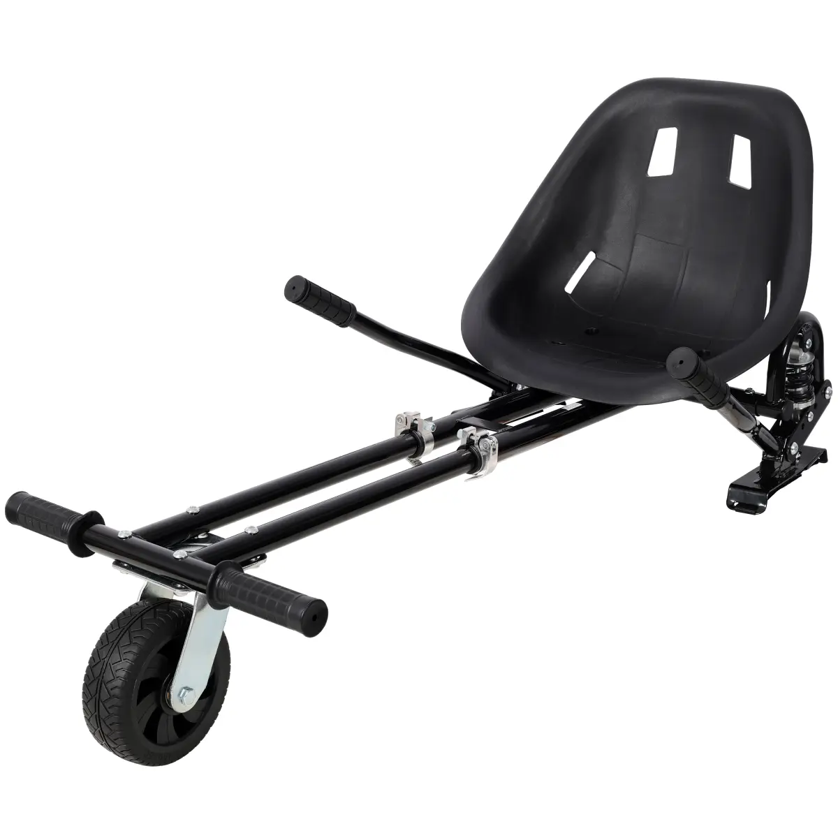 Hoverboard Seat Attachment Go-Kart,Fits 6.5" 8"10" Hoverboards, Heavy Duty Dual Pole & Dual Shock Absorber,Sturdy Adjustable Off-Road Frame,Hover Cart for Family Fun,not include Hoverboard,Black