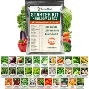 Open Seed Vault 15,000 Non GMO Heirloom Vegetable Seeds for Planting Vegetables and Fruits - 32 Variety Pack of Vegetable Seeds for Gardening, Survival Gear, Seed Vault Emergency Supplies Kit