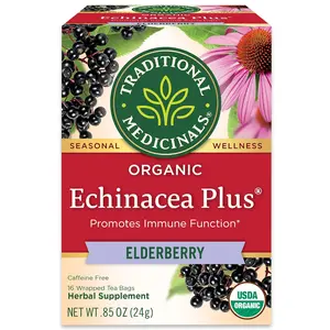 Organic Echinacea Plus Elderberry, Boosts Immune System, 16 Tea Bags