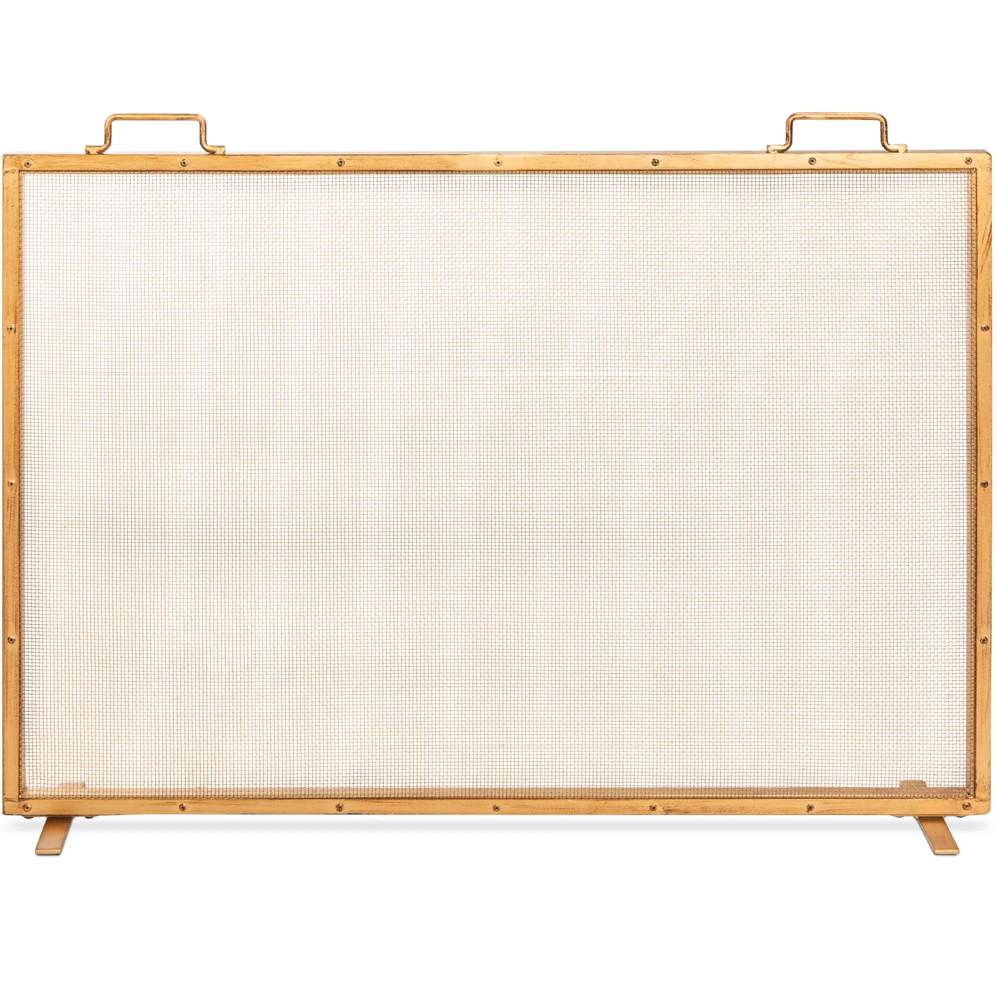 Best Choice Products 38x27in Single Panel Fireplace Screen Handcrafted Steel Mesh Spark Guard w/ Handles