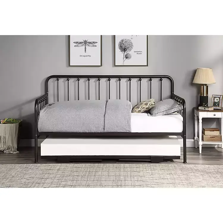 Bronze Spindleback Metal Trundle Daybed
