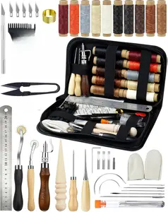 Leather Working Tools Kit for Beginners – Professional Leathercraft Set with Waxed Thread, Groover, Awl & Stitching Punch, Ideal Gift for DIY Leather Projects & Adults