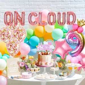 LaVenty On Cloud 9 ROSE GOLD Balloons Banner On Cloud Nine Birthday Party Decorations for 9 Year Old Girl 9th Birthday Party Invite Decorations